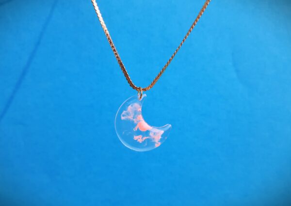 Crescent Moon Pendant Necklace with Abstract Design - Image 2