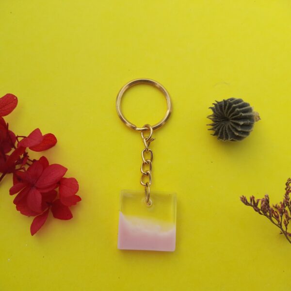 Elegant Pink Gradient Resin Keychain