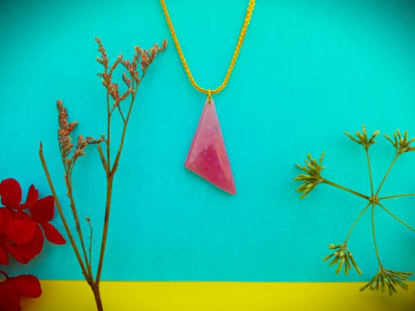 Rose Quartz Geometric Pendant Necklace - Image 2