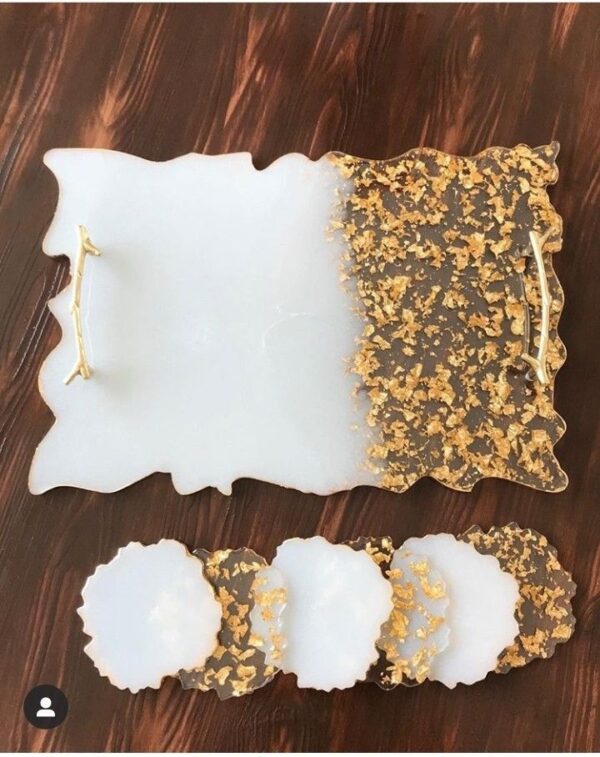 Resin Rectangle Tray with coasters